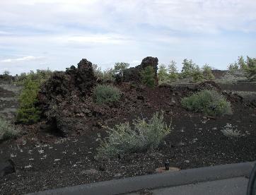 Craters of the Moon Rafted Lava Next to Road