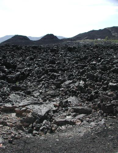 Craters of the Moon Lava Flow Up Close with Cinder Cones in the Background