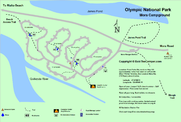 Mora Campground Map - Rialto Beach -  Olympic National Park