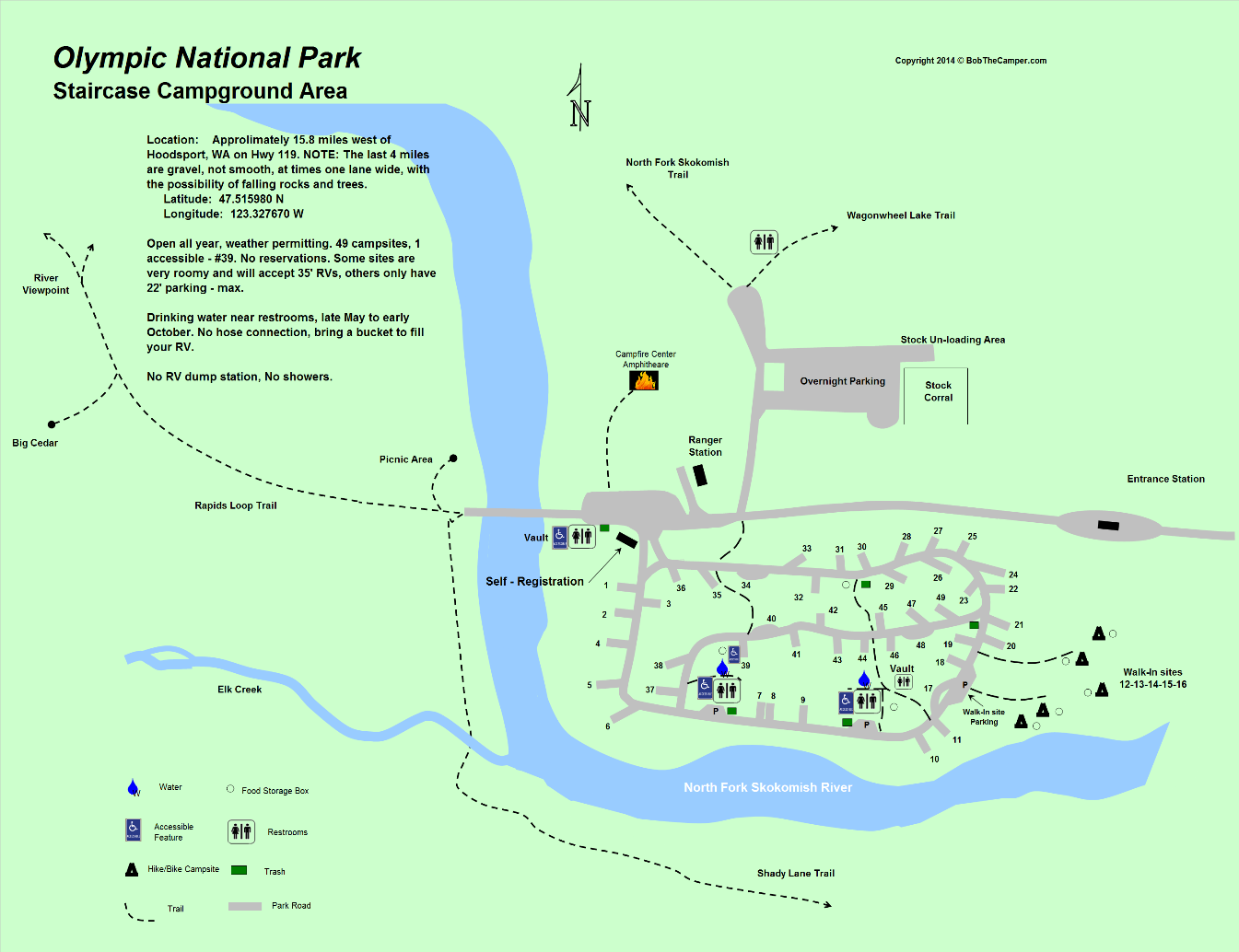 Olympic National Park Staircase Campground Map