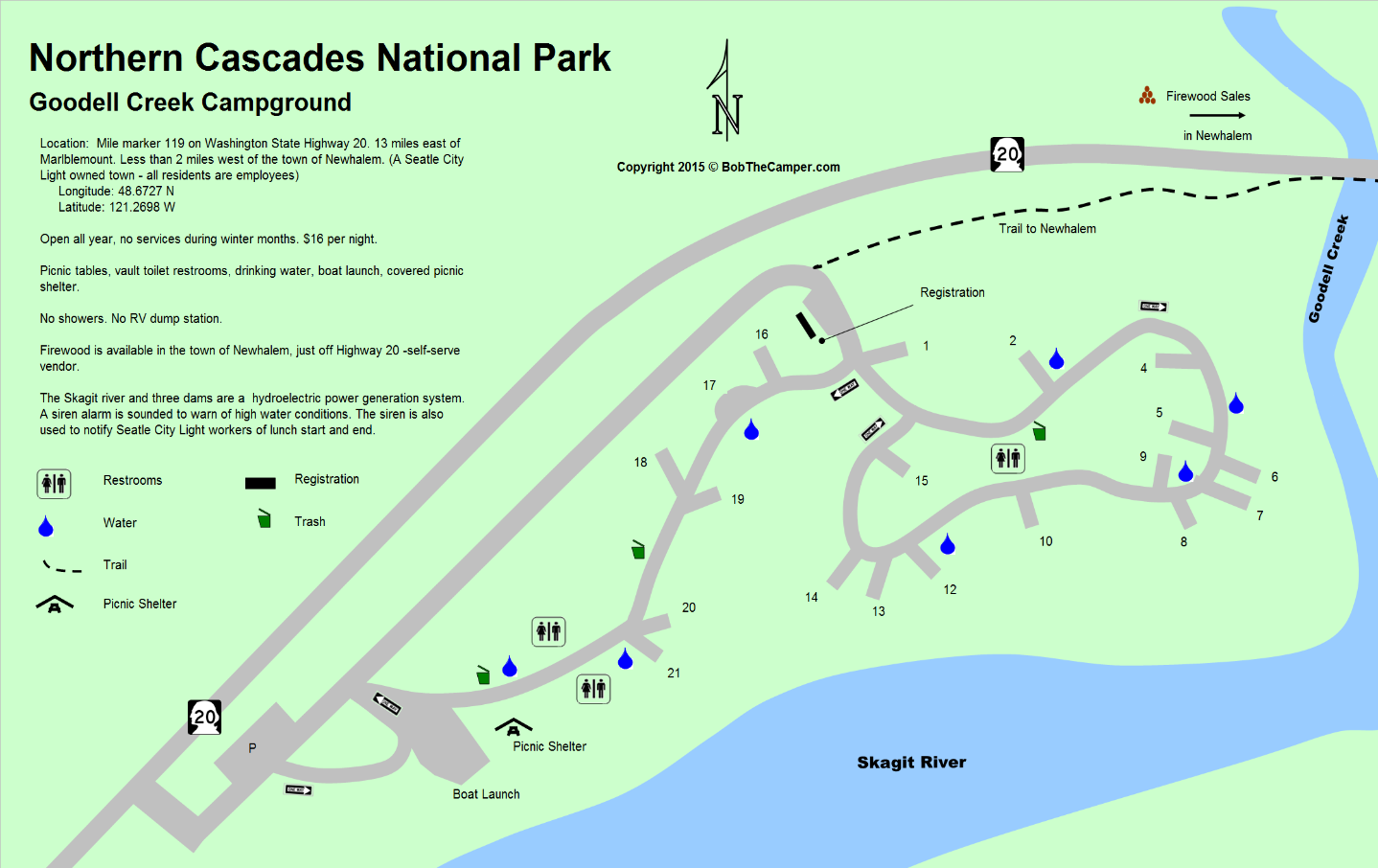 Goodell Creek Campground Map North Cascades National Park